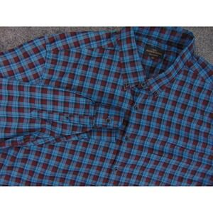 Rodd‎ & Gunn Shirt Mens 2XL Blue Red Plaid Woven Italy Button Front Long Sleeve